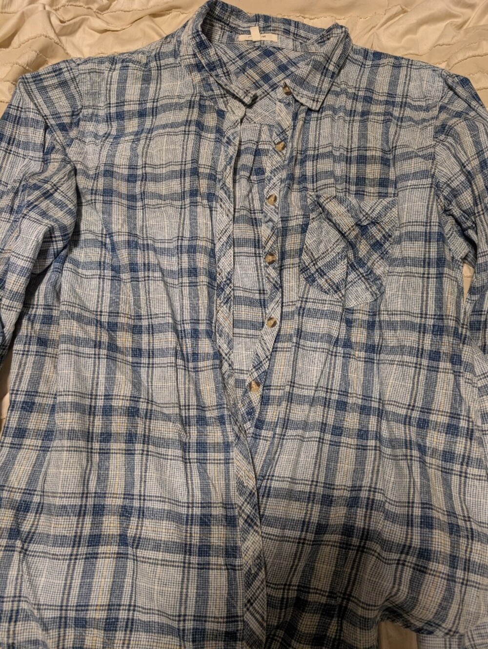 Maurices Blue and White Plaid Button-Down Shirt